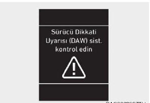 Sürücü Dikkati Uyarı (DAW) sistemini kontrol edin