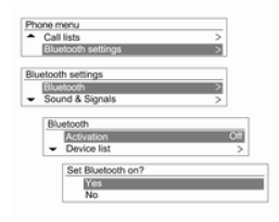 Telefon menüsü → Bluetooth ayarları